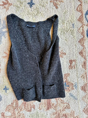 Brandy Melville Ribbed Button-Down Sweater Vest Gray